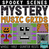 Spooky Mystery Music Grids - Whole, Half and Quarter Rests Digital Resources